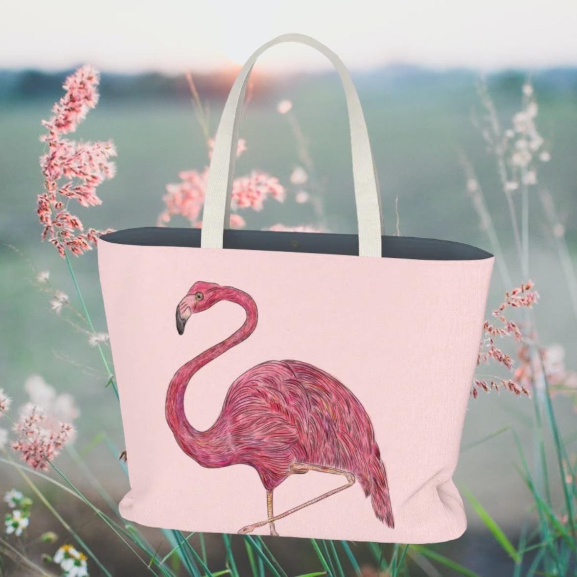 large flamingo tote