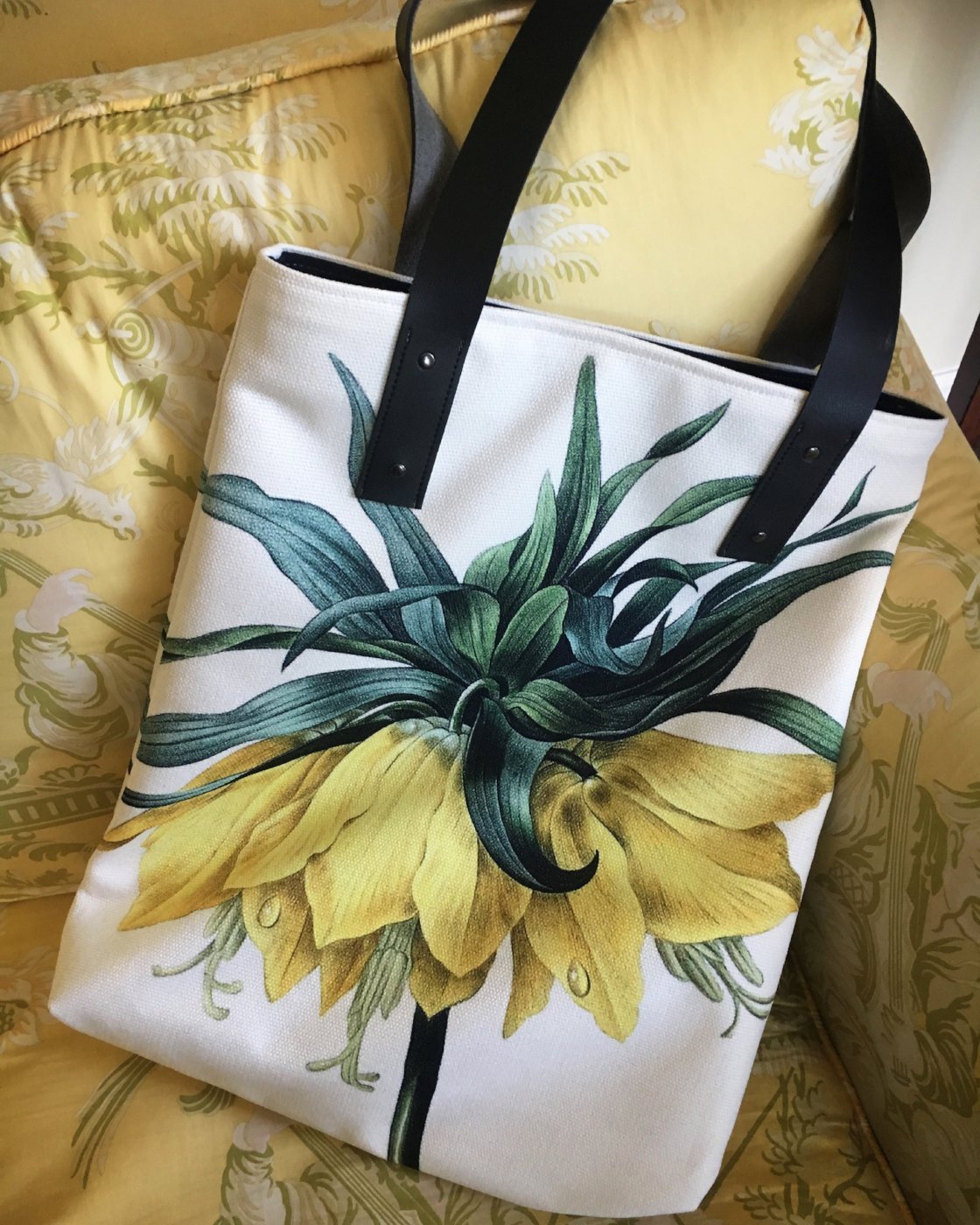 Vintage Botanical Crown Imperial Lily Tote