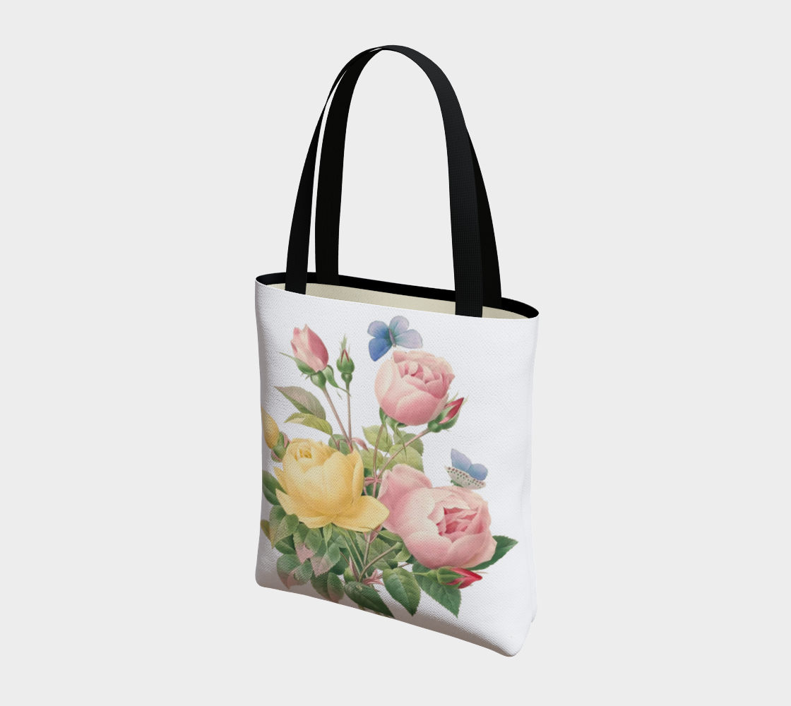 Vintage Botanical Redouté Roses Tote