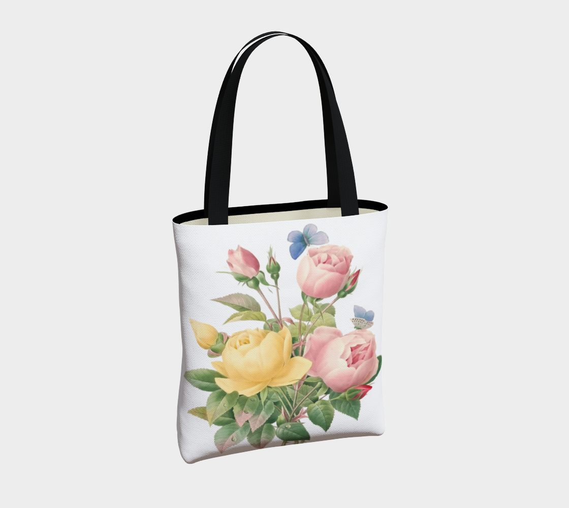 Vintage Botanical Redouté Roses Tote