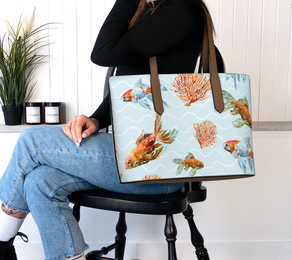 GOLDFISH WATERCOLOUR Vegan leather tote