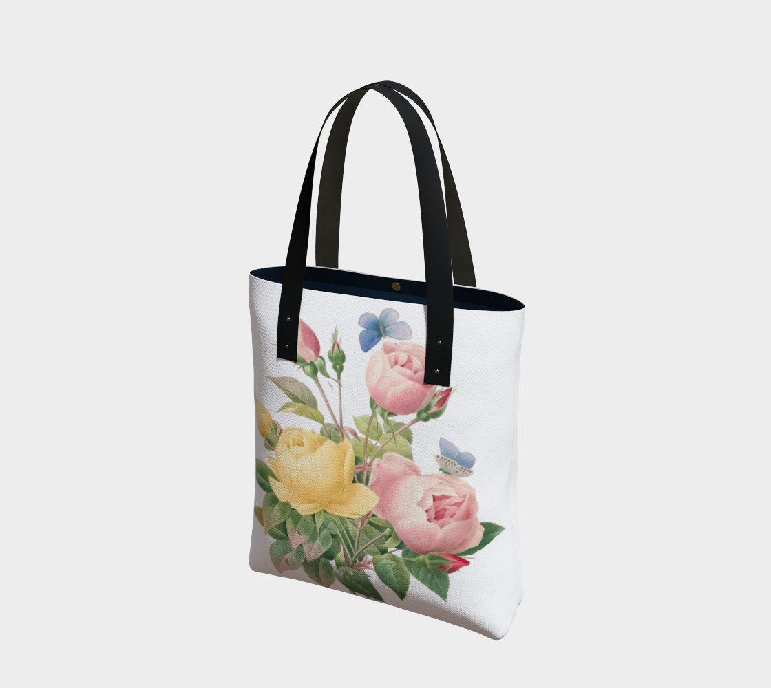 Vintage Botanical Redouté Roses Tote
