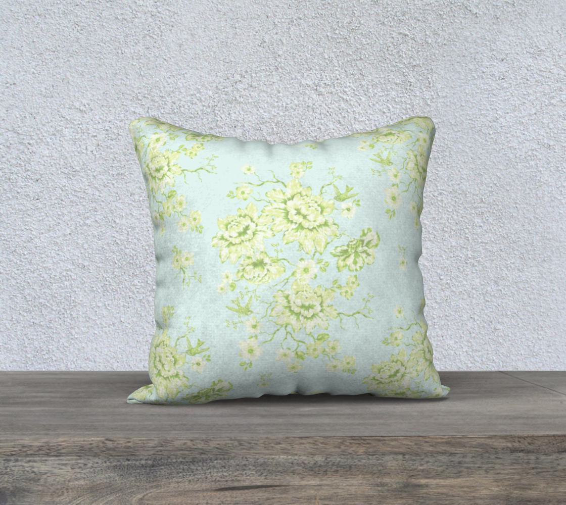 peonies and birds green/aqua