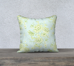 peonies and birds green/aqua
